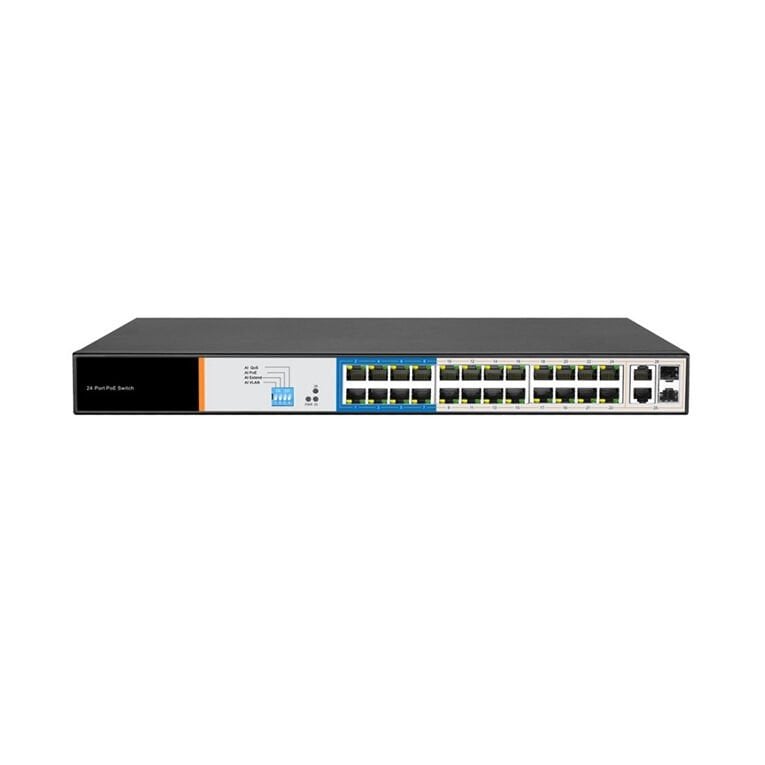 24 Port Yönetilmeyen AI PoE Switch  ( 24E +2G Uplink + 2SFP(1G/2.5G )